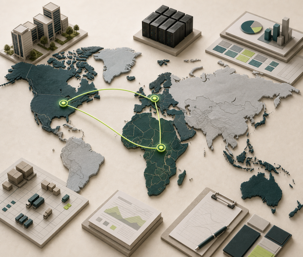 BRIDVIA delivery footprint connecting business operations across Africa, Europe and North America